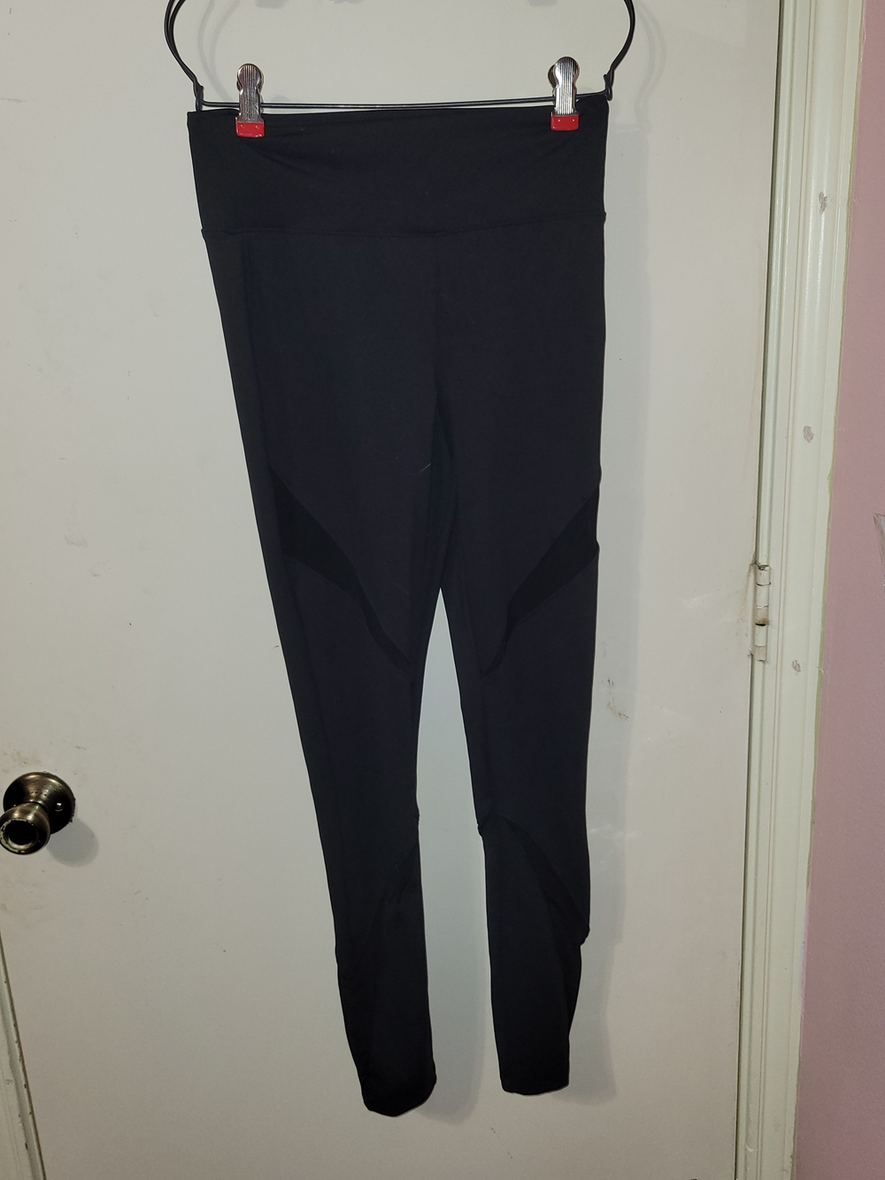 Express Black High-Rise Leggings with Mesh Panels